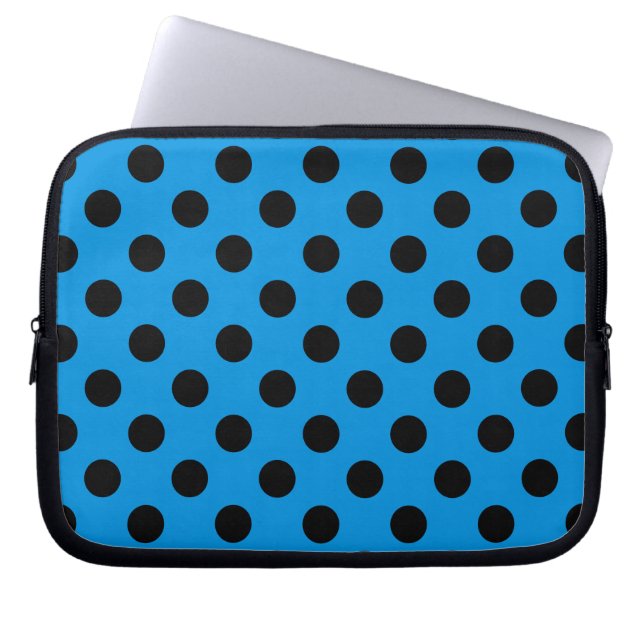 Housse Pour Ordinateur Portable Pois noirs sur bleu ciel (Devant)