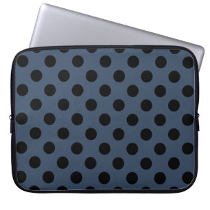 Housse Pour Ordinateur Portable Pois noirs sur gris-bleu