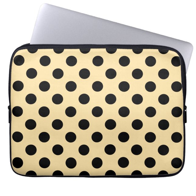 Housse Pour Ordinateur Portable Pois noirs sur jaune pâle (Devant)