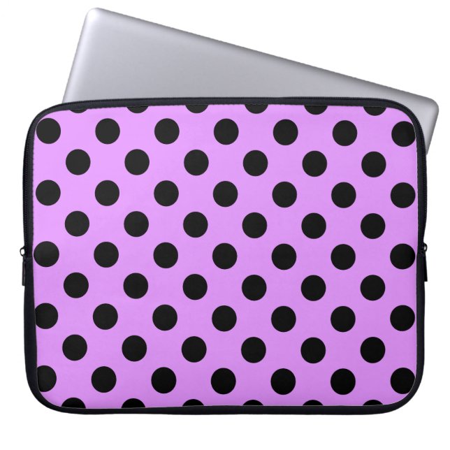Housse Pour Ordinateur Portable Pois noirs sur lilas (Devant)
