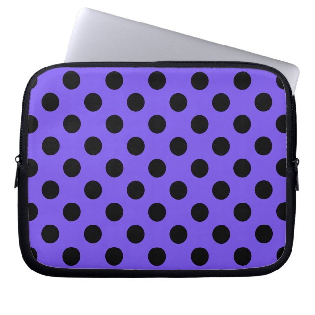 Housse Pour Ordinateur Portable Pois noirs sur perwinkle (Devant)