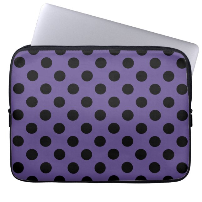 Housse Pour Ordinateur Portable Pois noirs sur ultra violet (Devant)