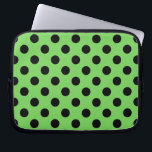 Housse Pour Ordinateur Portable Pois noirs sur vert citron<br><div class="desc">Pois noirs sur vert citron</div>