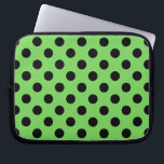 Housse Pour Ordinateur Portable Pois noirs sur vert citron<br><div class="desc">Pois noirs sur vert citron</div>