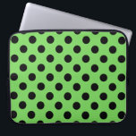 Housse Pour Ordinateur Portable Pois noirs sur vert citron<br><div class="desc">Pois noirs sur vert citron</div>
