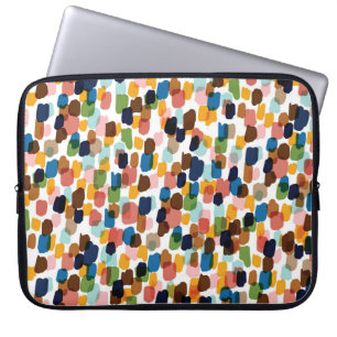 Housse Pour Ordinateur Portable Pois : Peinture à main multicolore.