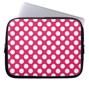 Housse Pour Ordinateur Portable Pois rose et blanc