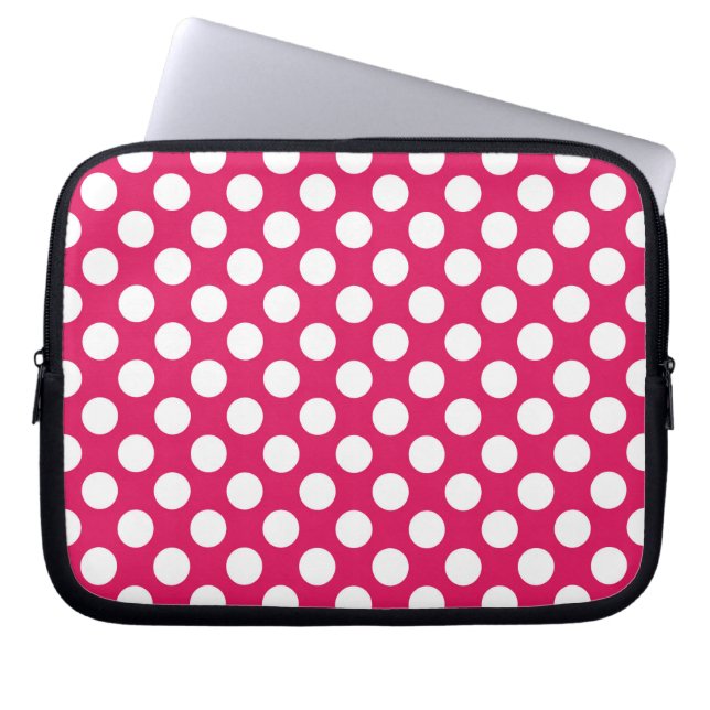 Housse Pour Ordinateur Portable Pois rose et blanc (Devant)