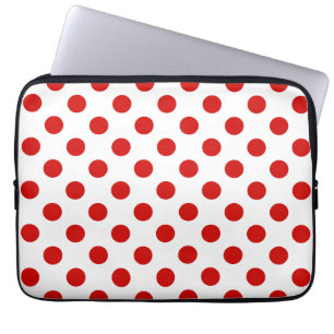 Housse Pour Ordinateur Portable Pois rouges et blancs