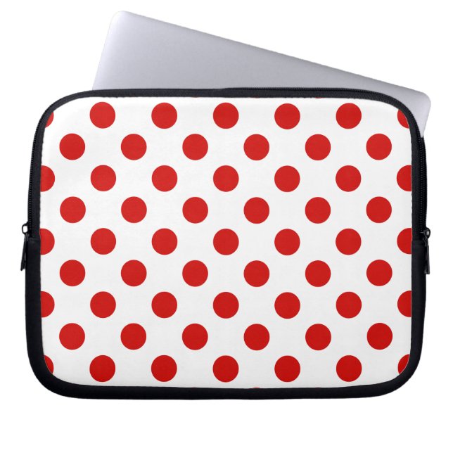 Housse Pour Ordinateur Portable Pois rouges et blancs (Devant)