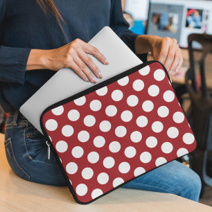 Housse Pour Ordinateur Portable Pois rouges, Motif à points polka, points, pointil