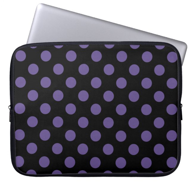 Housse Pour Ordinateur Portable Pois ultra violets en noir (Devant)