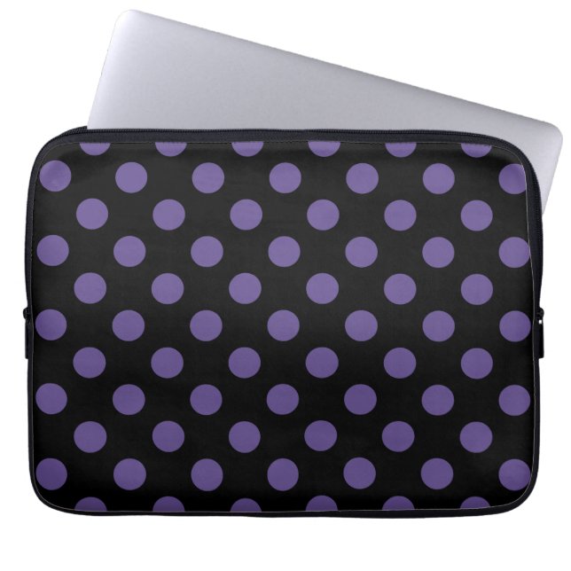 Housse Pour Ordinateur Portable Pois ultra violets en noir (Devant)