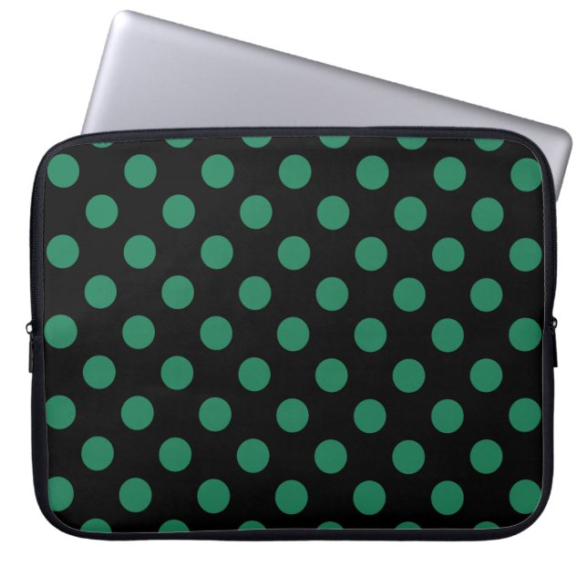 Housse Pour Ordinateur Portable Pois vert et noir (Devant)