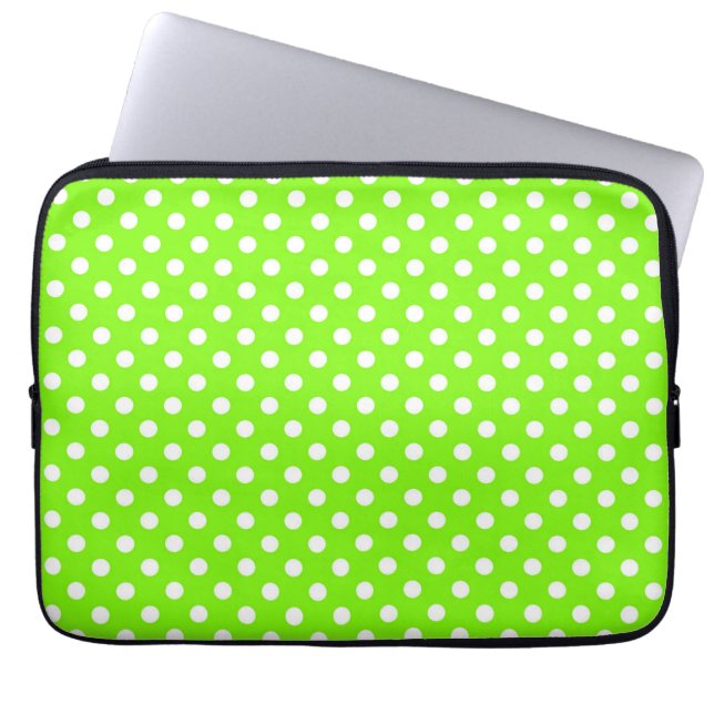 Housse Pour Ordinateur Portable pois verts, blancs et verts (Devant)