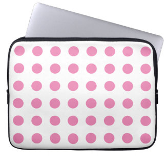 Housse Pour Ordinateur Portable Pois vintage rose blanc couleur rétro classique