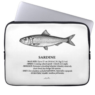 Housse Pour Ordinateur Portable Poisson de banc de sardines Vintage