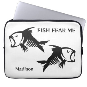 Housse Pour Ordinateur Portable Poisson de nom et de texte personnalisés