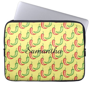 Housse Pour Ordinateur Portable Poivrons Aquarelles Rouge Et Vert