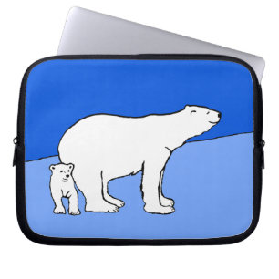 Housse Pour Ordinateur Portable Polar Bear Mom and Cub Peinture - Wildlife Art
