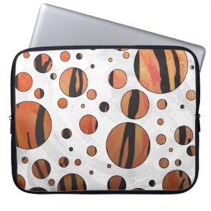 Housse Pour Ordinateur Portable Polis Dot Tiger Hot orange et noir
