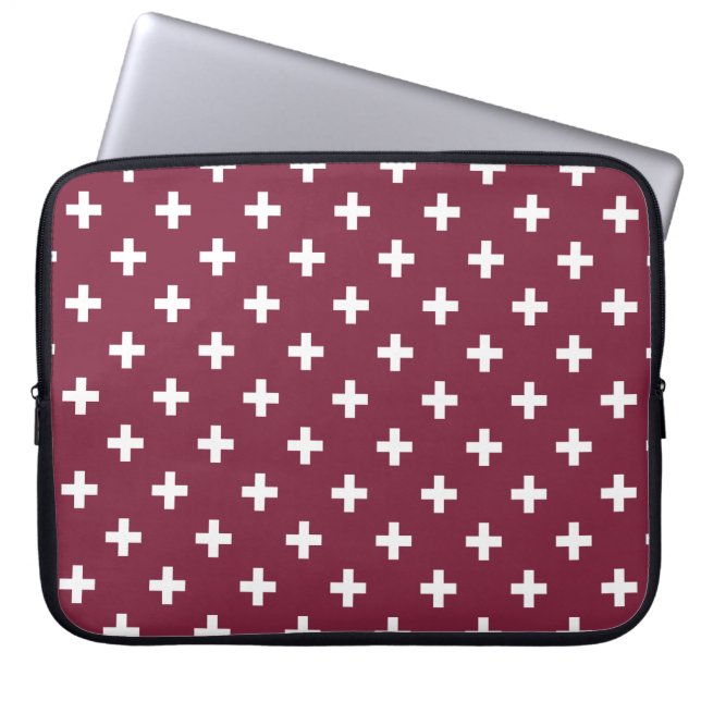 Housse Pour Ordinateur Portable Polka blanche croise sur mûrier (Devant)
