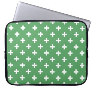 Housse Pour Ordinateur Portable Polka blanche croise sur vert