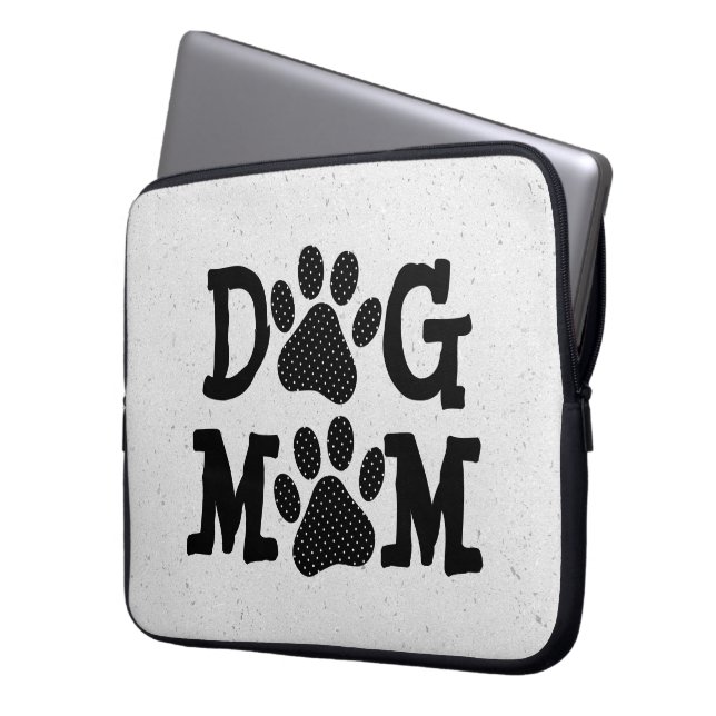Housse Pour Ordinateur Portable Polka Dot DOG MOM Pawprints (devant gauche)