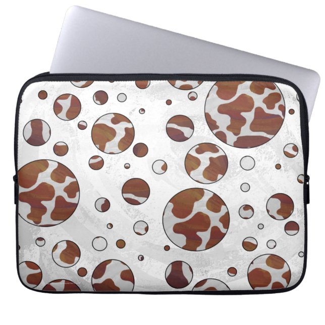 Housse Pour Ordinateur Portable Polka Dot Vache Brown et blanche (Devant)