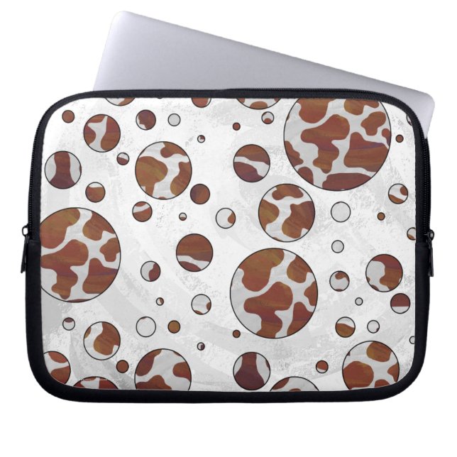 Housse Pour Ordinateur Portable Polka Dot Vache Brown et blanche (Devant)