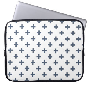 Housse Pour Ordinateur Portable Polka gris-bleu croise sur blanc
