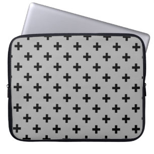 Housse Pour Ordinateur Portable Polka noire croise sur gris