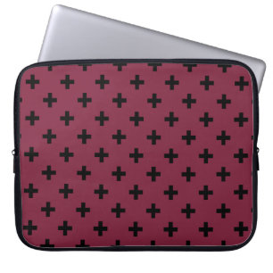 Housse Pour Ordinateur Portable Polka noire croise sur mûrier