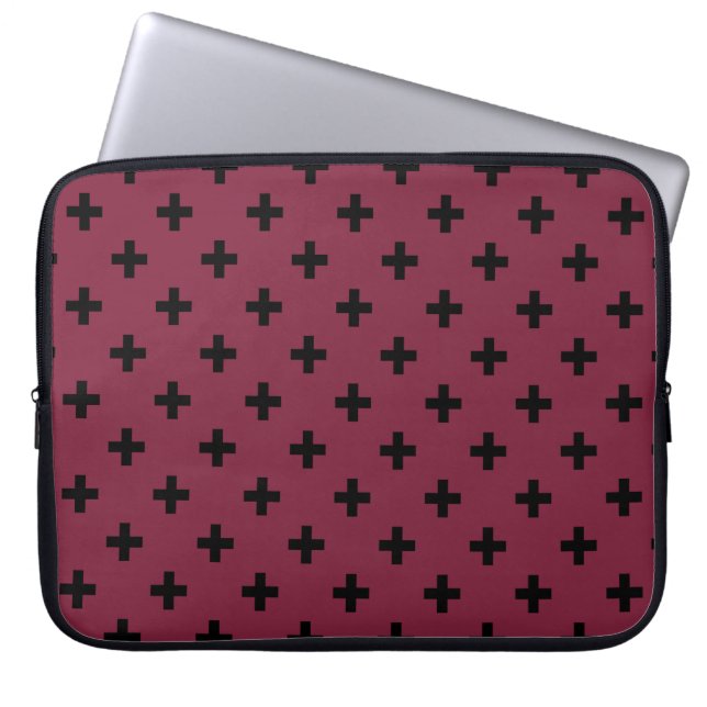 Housse Pour Ordinateur Portable Polka noire croise sur mûrier (Devant)