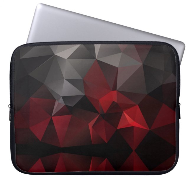 Housse Pour Ordinateur Portable Polygonal, noir et rouge (Devant)
