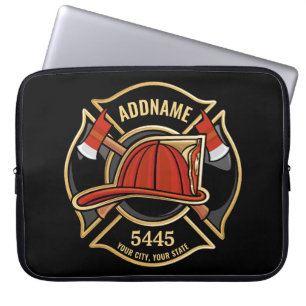 Housse Pour Ordinateur Portable Pompier AJOUTER LE NOM Insigne du service de pompi
