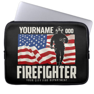 Housse Pour Ordinateur Portable Pompier personnalisé Secourir USA Drapeau Patrioti