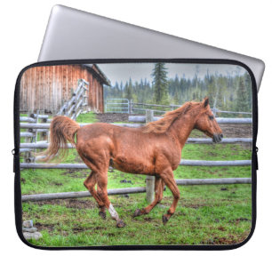 Housse Pour Ordinateur Portable Pony, Cheval à cheval sur le Ranch I