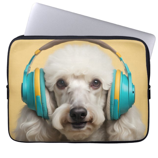 Housse Pour Ordinateur Portable Poodé avec casque (Devant)