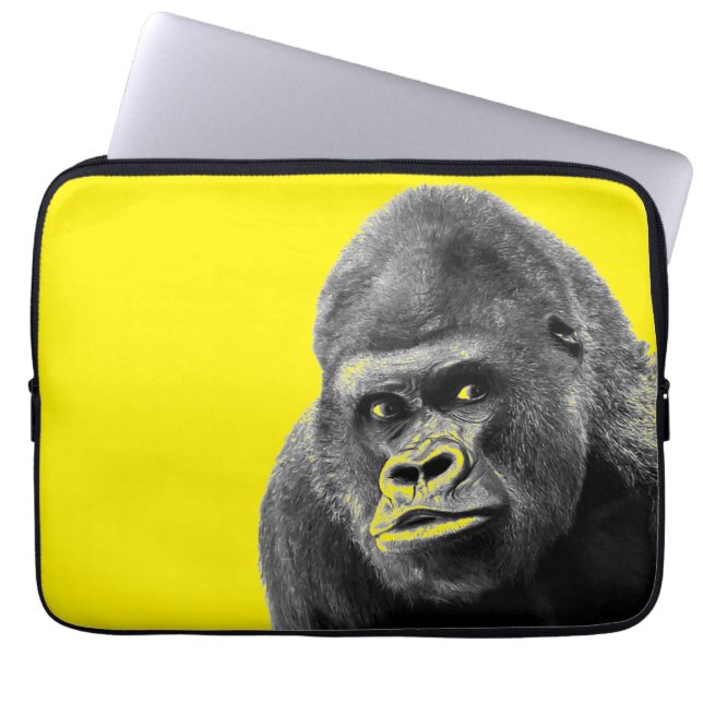 Housse Pour Ordinateur Portable Pop Art Gorilla Jaune Grey (Devant)
