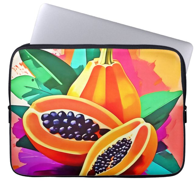 Housse Pour Ordinateur Portable Pop Art Papaya découpé (Devant)