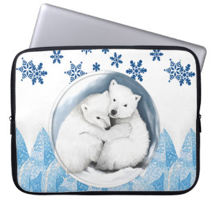 Housse Pour Ordinateur Portable Portable de Noël en néoprène 15 pouces. Ours polai