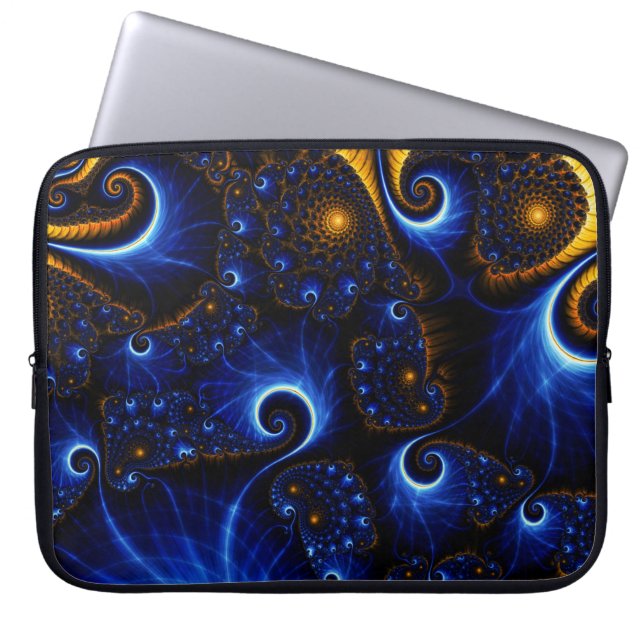Housse Pour Ordinateur Portable Portable Fractal bleu Abstrait (Devant)
