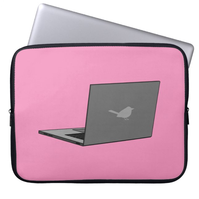 Housse Pour Ordinateur Portable Portable gris avec logo d'oiseau (Devant)
