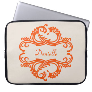 Housse Pour Ordinateur Portable Portable Orange Chic Damask