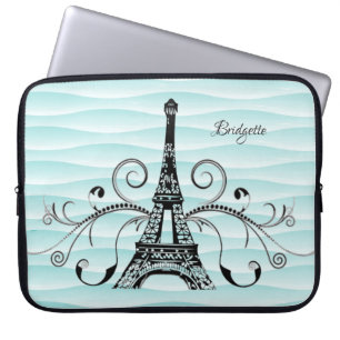 Housse Pour Ordinateur Portable Portable turquoise Tour Eiffel