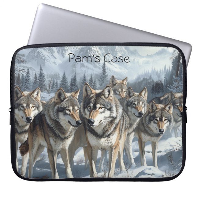 Housse Pour Ordinateur Portable Portable Wolf Pack personnalisable (Devant)