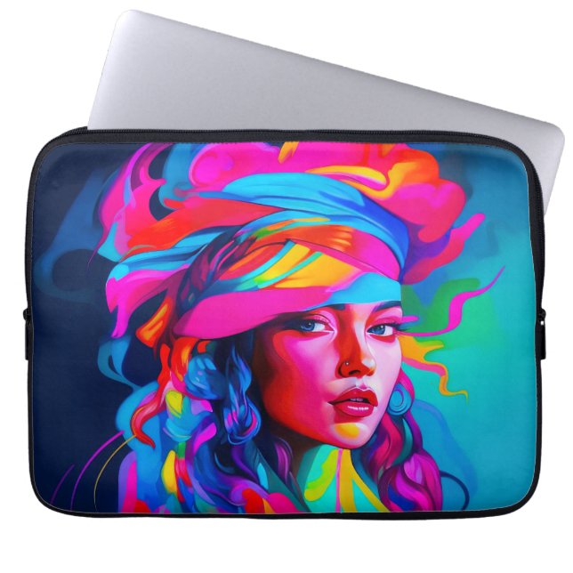 Housse Pour Ordinateur Portable Portrait Abstrait vibrant (Devant)