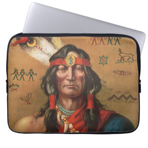 Housse Pour Ordinateur Portable Portrait d'art ancien d'un chef amérindien
