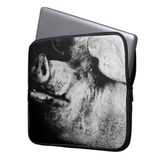 Housse Pour Ordinateur Portable portrait de cochon (devant gauche)